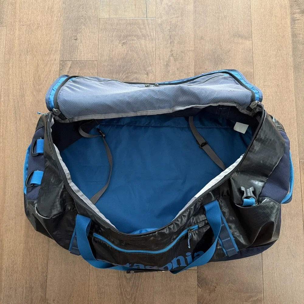 Patagonia 90L Black Hole Duffel Bag Blue Large Travel Used Damage